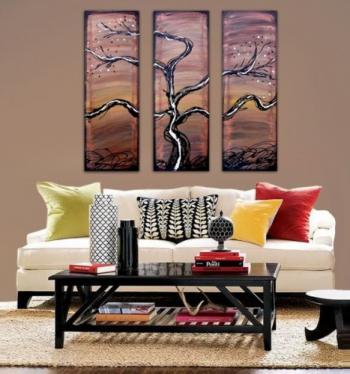 Image of 3 Chocolate Art Modern Abstract Paintings Chocolate Infinity Tree