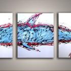 Image of Art Shark 3 Piece Stylistic Pieces . Textured on White