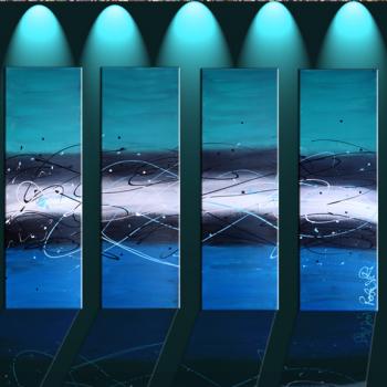 Image of New - 1 Blue Aqua Success Sunset Paintings FREE SHIPPING